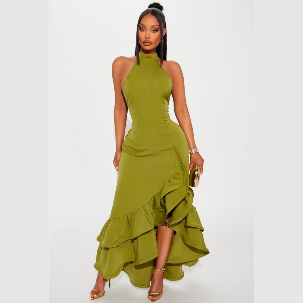 Fashion Nova Olive High Low Dress